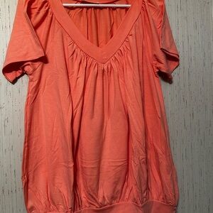 Zenana Outfitters Coral Short Sleeve V-Neck Top